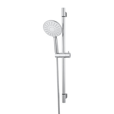 Goodhome Imelda Chrome Effect 5-Spray Pattern Shower Riser Rail Kit