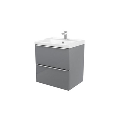 Goodhome Imandra Grey Freestanding Vanity Unit & Basin Set - Includes Lana Basin (W)604Mm
