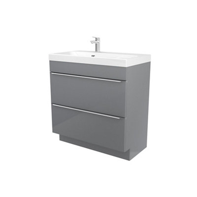 Goodhome Imandra Grey Freestanding Vanity Unit & Basin Set - Includes Mila Basin (W)804Mm