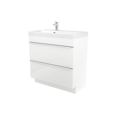 Goodhome Imandra White Freestanding Vanity Unit & Basin Set - Includes Mila Basin (W)804Mm