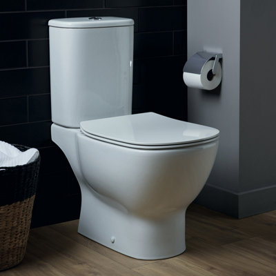 Ideal Standard Tesi White Rimless Slim Close-Coupled Toilet With Soft Close Seat