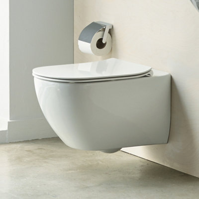 Ideal Standard Tesi White Rimless Slim Wall Hung Toilet With Soft Close Seat
