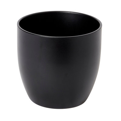 Verve Black Ceramic Plant Pot (Dia) 16Cm, (H)15Cm, 2.1L