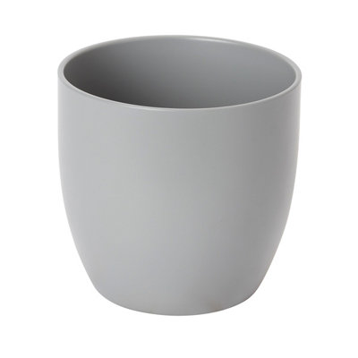 Verve Grey Ceramic Plant Pot (Dia) 16Cm, (H)15Cm, 2.1L
