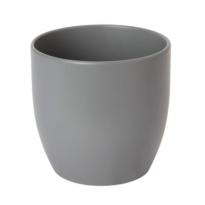 Verve Grey Ceramic Plant Pot (Dia) 19Cm, (H)18Cm, 4L
