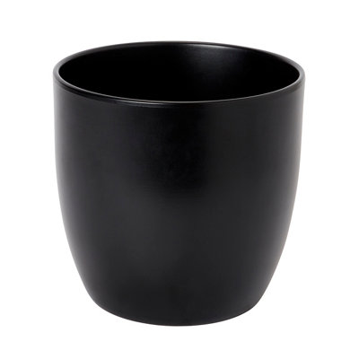 Verve Black Ceramic Plant Pot (Dia) 19Cm, (H)20Cm, 5.3L