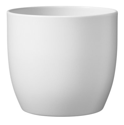Verve White Ceramic Plant Pot (Dia) 19Cm, (H)20Cm, 5.3L