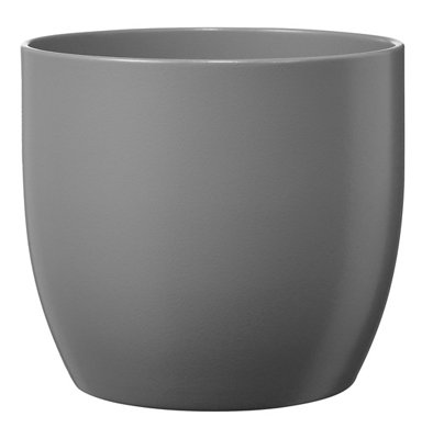 Verve Grey Ceramic Plant Pot (Dia) 24Cm, (H)23Cm, 7.5L