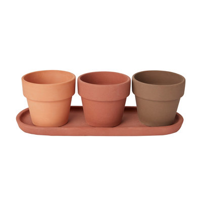 Verve Arara Terracotta Trio Plant Pot (Dia) 10.9Cm, (H)11Cm, 400Ml