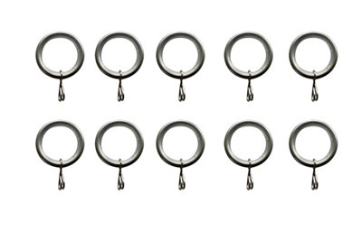 Goodhome Athens Nickel Effect Grey Curtain Ring (Dia)19Mm, Pack Of 10 Compatibility- 16/19Mm Curtain Pole