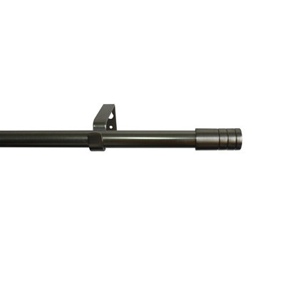 Goodhome Athens Satin Grey Nickel Effect Extendable Stick Single Curtain Pole Set, (L)1200Mm-2100Mm (Dia)19Mm