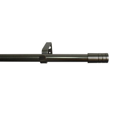 Goodhome Athens Satin Grey Nickel Effect Extendable Stick Single Curtain Pole Set, (L)2000Mm-3300Mm (Dia)19Mm