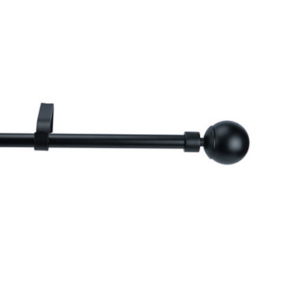 Goodhome Araxos Matt Black Extendable Ball Single Curtain Pole Set, (L)2000Mm-3300Mm (Dia)19Mm