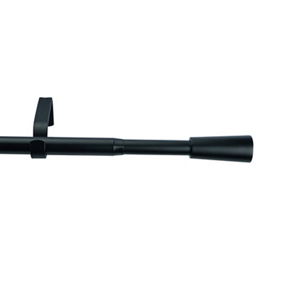 Goodhome Araxos Matt Black Extendable Cone Single Curtain Pole Set, (L)1200Mm-2100Mm (Dia)19Mm