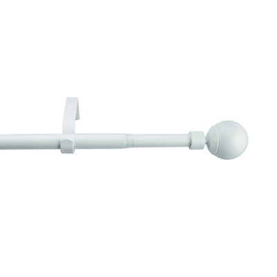 Goodhome Anafi Matt White Extendable Ball Single Curtain Pole Set, (L)2000Mm-3300Mm (Dia)19Mm