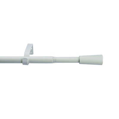 Goodhome Anafi Matt White Extendable Cone Single Curtain Pole Set, (L)1200Mm-2100Mm (Dia)19Mm