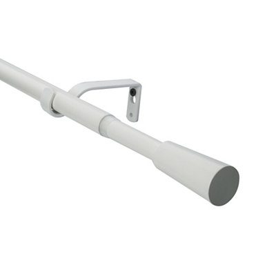 Goodhome Anafi Matt White Extendable Cone Single Curtain Pole Set, (L)2000Mm-3300Mm (Dia)19Mm