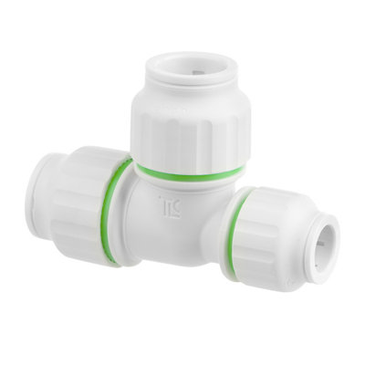 Flomasta Spt67464m White Push-Fit Reducing Pipe Tee (Dia)22Mm X 15Mm X 22Mm