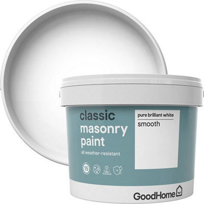 Goodhome Classic Pure Brilliant White Smooth Matt Masonry Paint, 10L