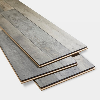 Goodhome Dunwich Grey Gloss Oak Effect Laminate Flooring Sample