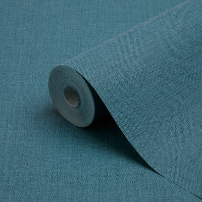 Goodhome Tille Peacock Fabric Effect Contemporary Textured Wallpaper