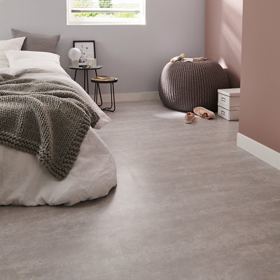 Goodhome Poprock Light Grey Tile Stone Effect Self-Adhesive Vinyl Tile, 1.3M²