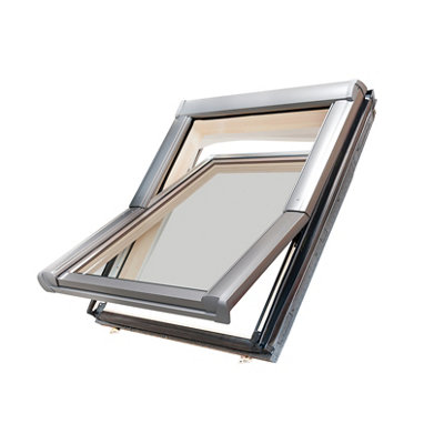Site Standard Anthracite Aluminium Alloy Centre Pivot Roof Window, (H)980Mm (W)780Mm