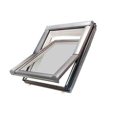 Site Premium Grey Aluminium Alloy Centre Pivot Roof Window, (H)980Mm (W)780Mm