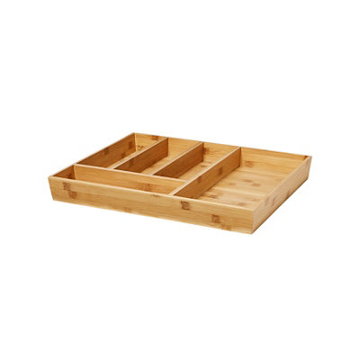 Goodhome Nitaki Natural Bamboo & Mdf Cutlery Tray, (H)60Mm (W)514Mm