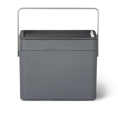 Goodhome Kora Manual Anthracite Metal Worktop Bin - 7L