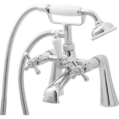 Goodhome Etel Gloss Chrome Bath Mixer Tap With Shower Kit