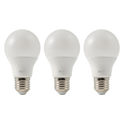 Diall E27 7.3W 806Lm 240° White A60 Warm White Led Light Bulb, Pack Of 3