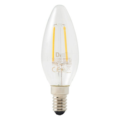 Diall E14 1.8W 250Lm Clear Candle Warm White Led Filament Light Bulb