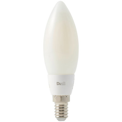 Diall 4.8W 650Lm Milky Candle Neutral White Led Filament Dimmable Filament Light Bulb