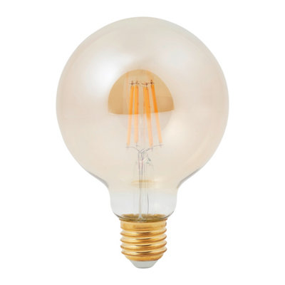 Diall G125 E27 5.5W 470Lm 330° Amber Globe Warm White Led Filament Light Bulb
