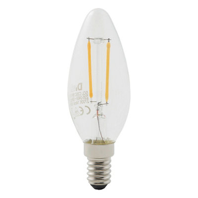 Diall 1.8W 250Lm Clear Candle Warm White Led Filament Light Bulb, Pack Of 6