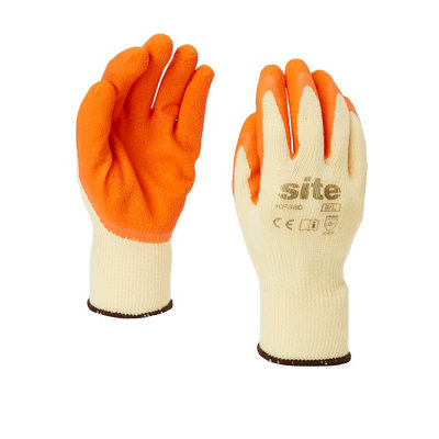 Site Latex & Polycotton Blend Orange Specialist General Handling Gloves Medium