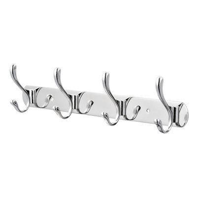 Goodhome Ormara Silver Stainless Steel 4 Hook Rail (L)348Mm (H)85Mm