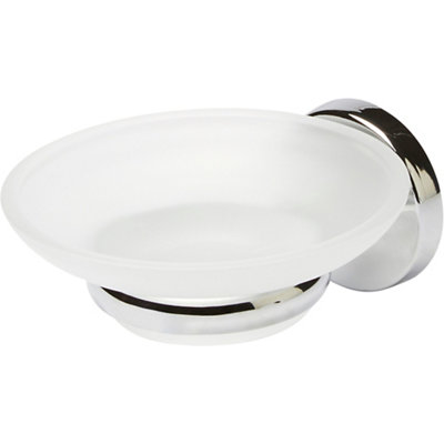 Goodhome Ormara Silver Effect Glass & Steel Soap Dish