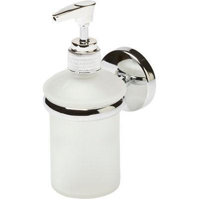 Goodhome Ormara Silver Effect Glass & Steel Wall-Mounted Soap Dispenser
