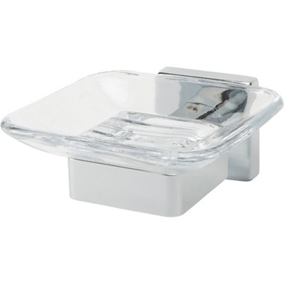 Goodhome Alessano Chrome Effect Glass & Steel Soap Dish