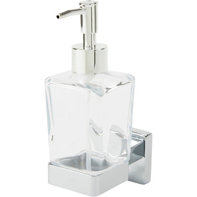 Goodhome Alessano Silver Effect Glass & Steel Wall-Mounted Soap Dispenser