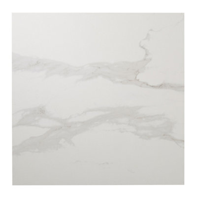 Goodhome Ultimate White Gloss Marble Effect Embossed Porcelain Indoor Floor Tile Sample