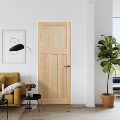 Fortia 4 Panel Unglazed Victorian Natural Pine Veneer Internal Timber Door, (H)1981Mm (W)838Mm (T)35Mm