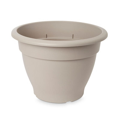Verve Florus Taupe Bell Plastic Plant Pot (Dia) 38Cm, (H)27Cm, 20.21L