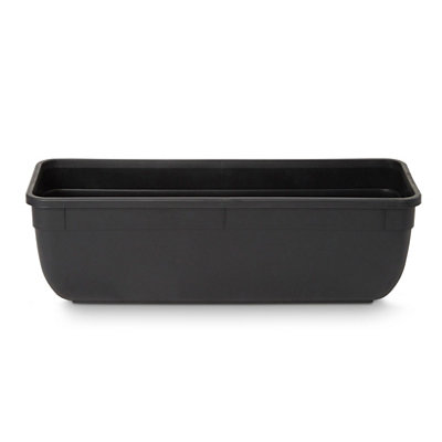 Verve Florus 5.06L Black Plastic Bell Rectangular Trough (H)15Cm (W)15Cm (D)45Cm