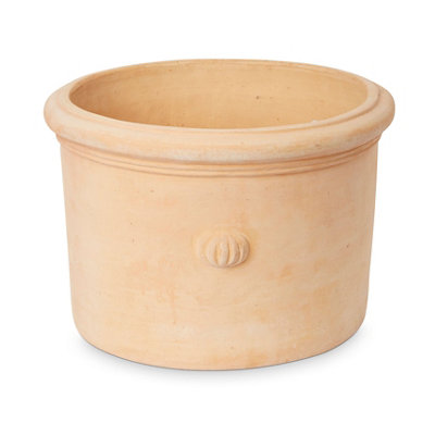 Verve Mali Matt White Washed Terracotta Plant Pot (Dia) 40Cm, (H)27Cm, 28L
