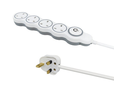 B&Q Homepower 4 Socket 13A Switched White Extension Lead, 2M