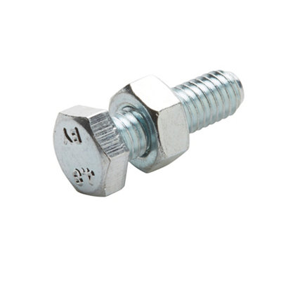 Diall M10 Hex Carbon Steel Bolt & Nut (L)30Mm, Pack Of 10