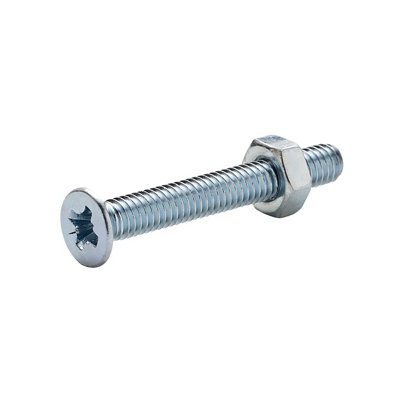 Diall M4 Cruciform Philips Pan Head Zinc-Plated Carbon Steel Machine Screw & Nut (Dia)4Mm (L)30Mm, Pack Of 20
